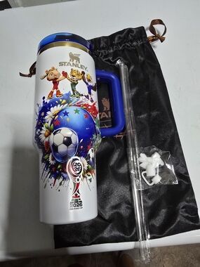 Stanley 2026 World Cup White & Blue Travel Tumbler New.